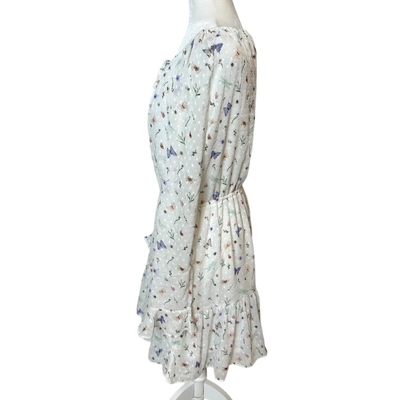 H&M Divided MIDI Butterfly Multi Colored White SZ 10 Feminine Cottagecore Fairy - Picture 3 of 13